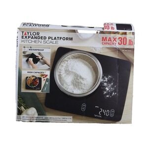 Taylor Expanded Platform Kitchen Scale Digital 30 Lb Capacity Black Food Prep